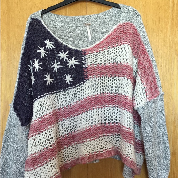 Free People Sweaters - Free People Cropped American Flag Sweater M